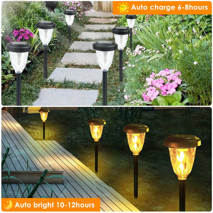 8PK 2Modes (Steady on/Flickering) Solar Christmas Lights, Solar Garden Lights, Auto On/Off Outdoor Lights With Flickering Flame, Solar Pathway Lights For Christmas Decorations (Teardrop-shaped)