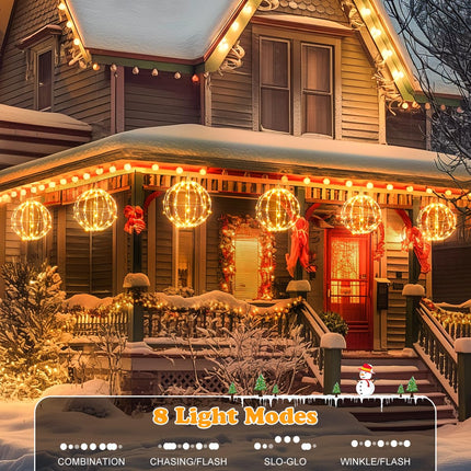 Brightown Outdoor Christmas Ball String Lights, 3 Pack 12 Inch Hanging Sphere Lights with Remote Control, 8 Modes, Timer, Christmas Decorative Waterproof Lights for Indoor Outdoor Decor