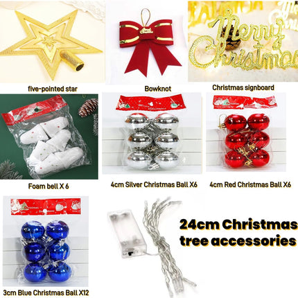 Mini Christmas Tree with Lights,Tabletop Christmas Tree, 2Ft Green Christmas Tree with Boxes for DIY Christmas Decorations(Bells, Christmas Balls,Star) Xmas Home Party Decor