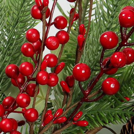 Dremisland 24 Inch Artificial Christmas Wreath for Front Door Xmas Red Berry Wreath with Pine Needles Cones Winter Eucalyptus Wreath Christmas Decorations for Wall Window Home Holiday Xmas Decor