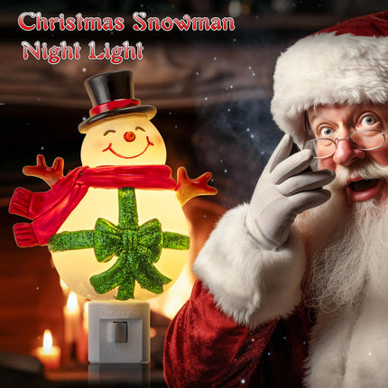 Christmas Night Lights Plug into Wall, Christmas Decorative Night Light with Manual Switch, 360 Degree Swivel Plug, Christmas Plug in Night Light for Home Bedroom Decor Ornaments (Snowman)