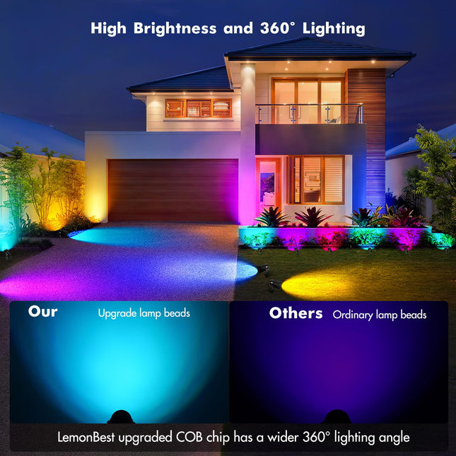 Landscape Lighting - Halloween Spotlight Outdoor RGB Colored Landscape Lights, 120V Christmas Landscape Spotlights Waterproof LED Spot Lights Outdoor for Yard Garden Patio Driveway Decor (4)