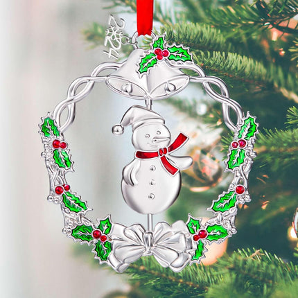 Rotatable Snowman Christmas Ornament Metal Siliver Christmas Wreath Ornament Best Decorative Pendant s Keepsake for Xmas Tree Decoration