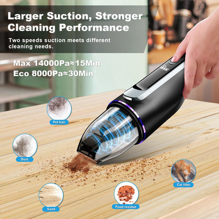 Handheld Vacuum Cordless, Car Vacuum With Brushless Motor 14Kpa Suction, 1.2Lbs Ultralightweight, Led Light, Portable Rechargeable Mini Vacuum For Car Home Cleaning