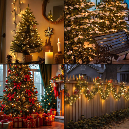 66ft 200 LED Christmas String Lights, End-to-End Plug 8 Modes Christmas Lights with Timer, Outdoor Indoor Fairy Lights Christmas Tree, Patio, Garden, Party, Wedding, Holiday (Warm White)