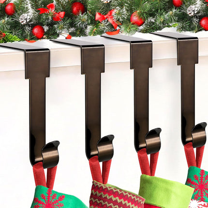 Christmas Stocking Holders for Mantle,4 Pack Adjustable Stocking Holder Non-Skid Stocking Hangers Lightweight Stocking Hooks for Fireplace,Mantel Stocking Holders Clip for Xmas Home Party Decoration
