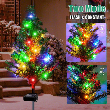 Solar Christmas Tree 4 Pack Garden Stake Light Waterproof Christmas Decorations Christmas Tree Light ，Outdoor Waterproof Christmas Pathway Lights for Christmas Decoration Pathway Garden Patio Yard
