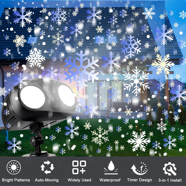 Treela 2 Pack Snowflake Christmas Projector Lights Outdoor Waterproof Holiday Snowflake Projector Lights Spotlight with Remote Controls for Indoor Outdoor Garden Decorations(Simple Style)