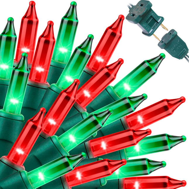 Super-Bright Extendable Christmas Lights Decoration 100 Lights 19.6ft UL Mini Bulb String Lights for Outdoor Christmas Tree Garden Party Patio Garland Decor (Red+Green)