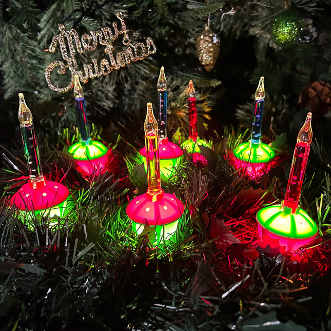 Christmas Bubble Lights Multicolor Set, 11FT Vintage Bubble String Light with 8 Multicolor Bubble Lights (1 Spare), UL Listed for Christmas Holiday Party Decorations - Green Wire