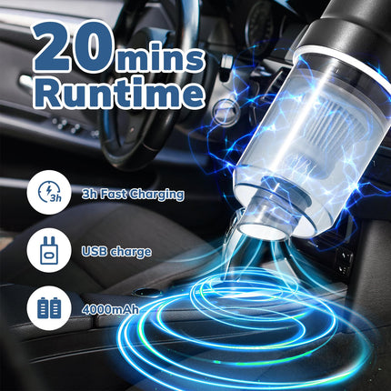 Handheld Car Vacuum Cleaner, Mini Car Vacuum Rechargeable, 9000Pa 120W High Power, 2 In 1 Air Duster With Led Light, Portable Vacuum Cleaner For Car, Home, Office, Pet