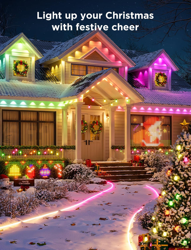 Govee Smart Outdoor String Lights 2, 144ft RGBIC Outdoor Lights with Dimmable Warm White LED Bulbs for Christmas, 47 Scene Modes for Patio, Backyard, IP65 Waterproof, Works with Alexa, App Control