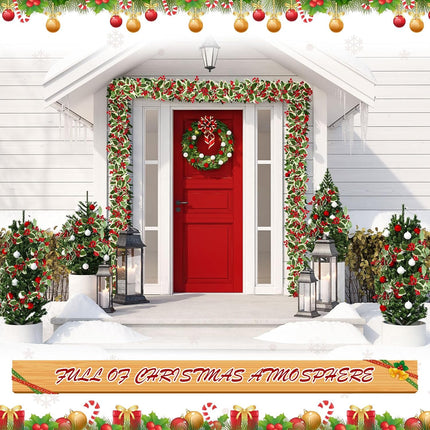 Lyrow 6 Pieces 6 ft Red Berry Christmas Garland Decoration Artificial Berry Garland Flexible Christmas Faux Garland for Outdoor Indoor Tree Fireplace Mantle Door Table Home Winter Holiday Farmhouse