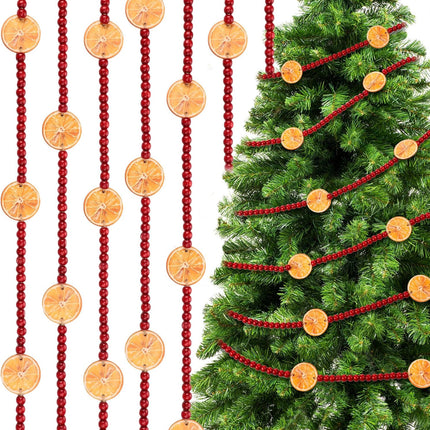 Huwena 12 ft Christmas Rustic Garland Orange Slice Garland Wooden Bead Garland Rustic Bead Farmhouse Craft Bead Garland for Christmas Wedding Citrus Decoration Supplies