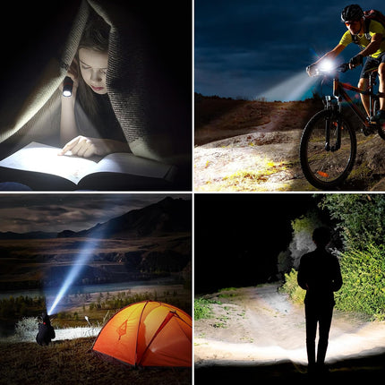 Blukar Rechargeable Flashlight, Super Bright Adjustable Focus Flashlights | 4 Lighting Modes, Long Lasting, Waterproof Small Mini LED Flash Light for Power Cuts, Emergency, Camping, Hiking, Outdoor - Black