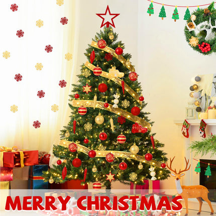 100 Pcs Christmas Tree Ornaments Set, Red Gold Christmas Ball Ornaments Shatterproof Christmas Tree Decorations with Ribbon Star Toppers Hanging Holiday Home Party Decor
