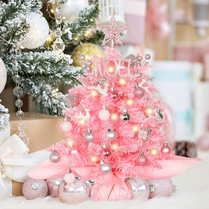 20in Mini Christmas Tree with LED Light Desktop Christmas Tree Artificial Christmas Tree with Stars Topper Small Christmas Tree Decoration for Home,Office,Wedding Party