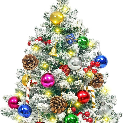 2FT Small Christmas Tree with Lights, Snowy Artificial Mini Christmas Tree, Table Top Christmas Tree Christmas Decorations Indoor Outdoor DIY for Home Decor Party s