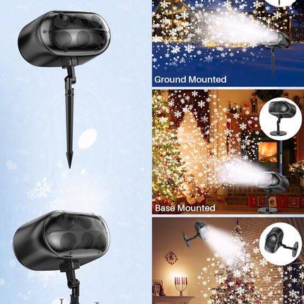 d Christmas Projector Lights Outdoor, Snowflake Projector Lights, Adjustable Dynamic Snow Light Show with Remote Control, 270° Rotating Outdoor Snow Falling Projector Lamp