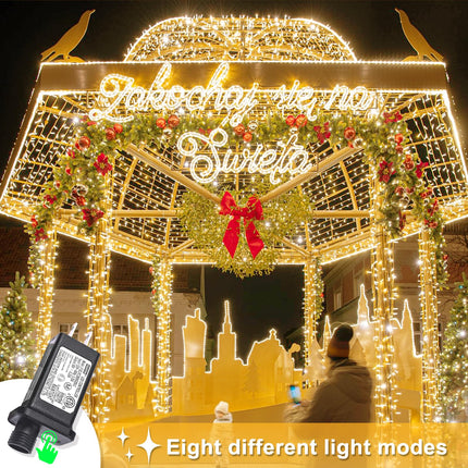 250 LED Christmas Lights Outdoor, 82ft 8 Modes Clear Wire Christmas String Lights Indoor, Plug in Twinkle Fairy Lights for Bedroom Wedding Tree Christmas Decorations, Warm White