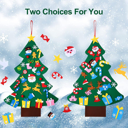 3.3FT DIY Felt Christmas Tree Kits Decorations, Christmas Wall Hanging Ornaments Crafts with 26 accessories，5m Lights string for Party/Home Wall Decor & Kids/Toddler DIY Felt Christmas Favors Supplies