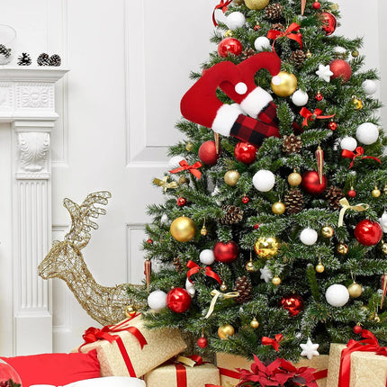 Aoriher 2 Pieces Christmas Elf Legs Buffalo Plaid Elf Feet Christmas Decorations Plush Stuffed Elf Leg with Fixed Wire Christmas Tree Festive Decorative Ornaments for Holiday Party(Red Black)