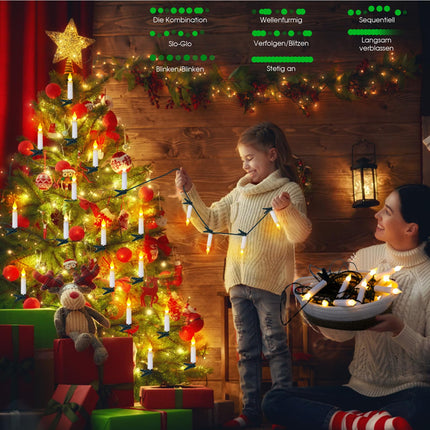 Christmas Tree Flameless Candles Lights, 50PCS LED Flickering Lights Candles for Christmas Tree, Electric LED Candle Lights with Clip, 8 Mode Timer Xmas Tree Candles Lights for Decoration