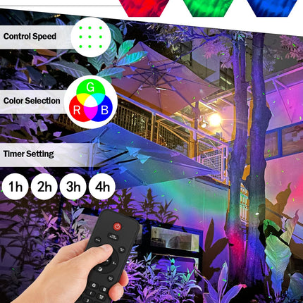 Firefly Garden Lights Star Projector Laser Christmas Lights with Colorful LED Background Light