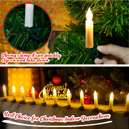 Christmas Tree Flameless Candles Lights, 20PCS LED Flickering Lights Battery Operated with Remote Clips, 8-Mode Remote Control,Clip on LED Candle Lights Outdoor Waterproof for Christmas Trees