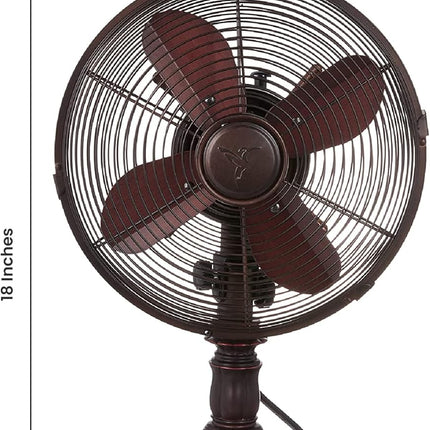 Decobreeze Oscillating Table Fan, 3 Speed Portable Fan, Kipling, Antique Metal Fan, 10 Inches