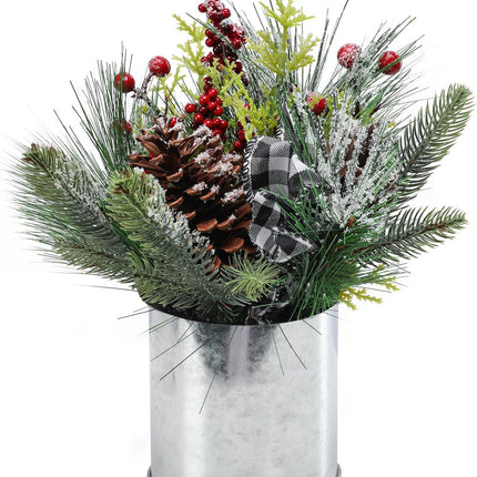 MUMTOP Christmas Table Centerpiece Decorations, Mini Christmas Tree Artificial Potted with Pincones for Home Kitchen Mantel Holiday Decor