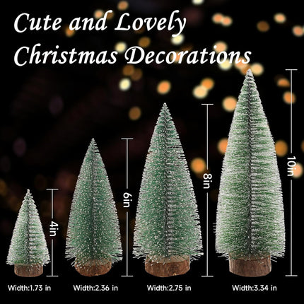 Mini Christmas Trees 6pcs, Small Bottle Brush Trees, Artificial Tabletop Christmas Tree Decorations for Indoor, Office, Outdoor, Home Room, Table, Party Decor