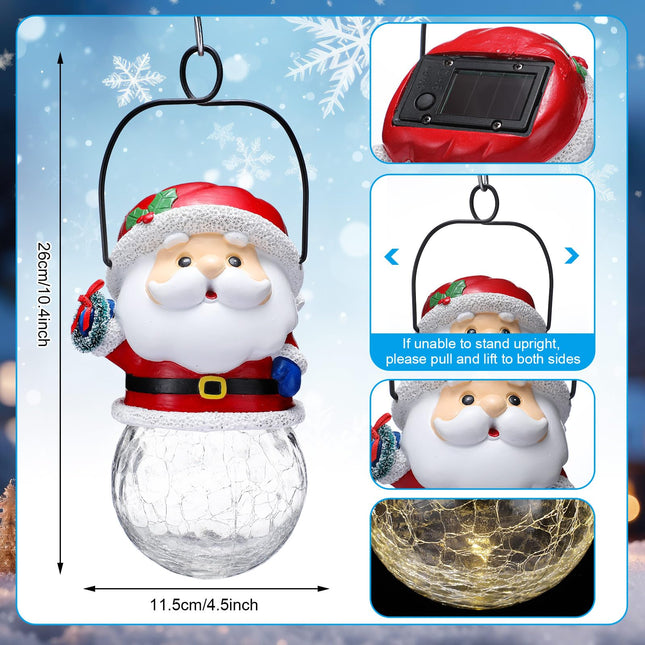 Christmas Solar Lanterns Christmas Outdoor Hanging Lantern Xmas Decorative Lamps Decor for Garden, Patio, Yard, Porch, Xmas Holiday Party Decor Christmas Women (Santa Claus)