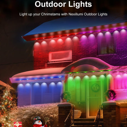 Nexillumi Permanent Outdoor Lights for House,100ft Smart RGBIC Outside Lights with 72 Scene Modes,IP67 Waterproof Eaves Lights for Christmas All Holiday Decorations,Work with Alexa,Google Assistant