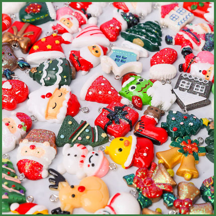 Garma 72Pcs Mini Christmas Ornaments for Xmas Tree Rustic Small Resin Chrismas Miniatures Ornaments Hanging Decoartions Tiny Christmas Tree Crafts with Santa Claus, Snowman,Bells for Christmas Decor