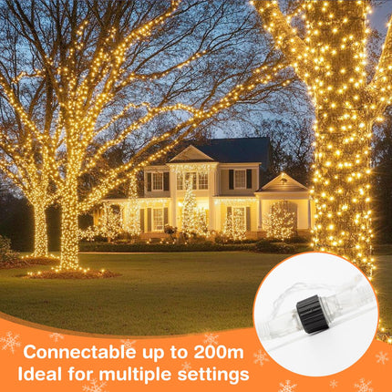 LED String Lights, 33 ft 100 High Brightness LED Christmas Lights with Remote, 8 Modes, Waterproof & Connectable, Ideal for Outdoor/Indoor Festive Decorations, Weddings, Gardens