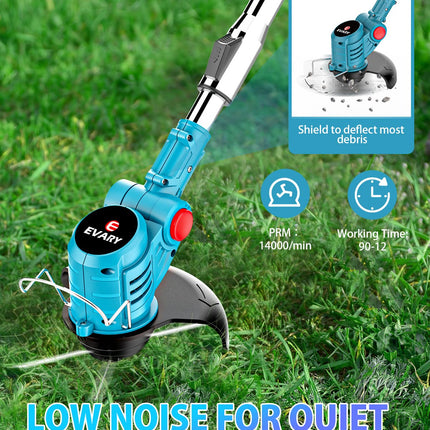 Weed Wacker Cordless 21V, 47" Adjustable String Trimmer with Blade, Brush Cutter Lawn Edger Battery Powered 6000mAh, Lightweight Cordless Weed Eater Grass Trimmer for Lawn Trimming Lawn Care