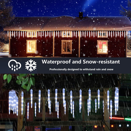 Joomer White Christmas Icicle Lights, 13FT 20 Tubes 90 LED 8 Modes Icicle Lights with Timer Function, Waterproof Connectable Ice String Lights for Holiday Home Patio Trees Christmas Decoration