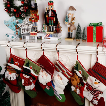 YOFIT Christmas Stocking Holders for Mantle Set of 6, Adjustable and Lightweight Stocking Hanger, Multi-Use Stocking Hooks for Fireplace Mantel Christmas Home Xmas Party Decor