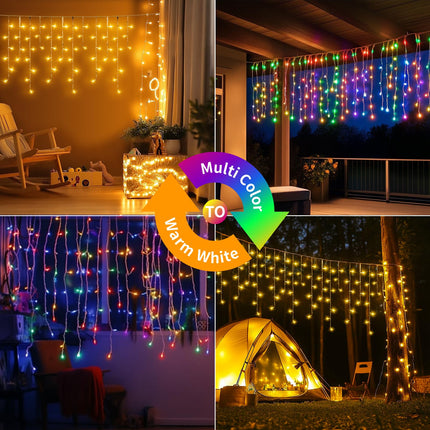 Solar Christmas Lights Outdoor Waterproof, 50+16Ft 506 LED Icicle Lights for Outside with 101 Drops Connectable Rechargeable Dimmable 8 Modes Fairy Lights for Xmas Outdoor House Roof Eaves