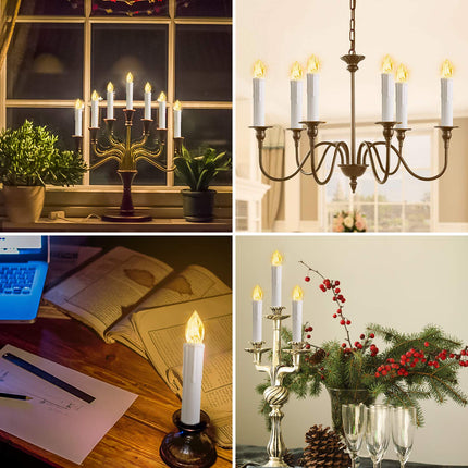 30 pcs Christmas Tree Candles with Clips, 4''Taper Candle Stick with Remote Timer and dimmable, Waterproof White Flameless Mini Window Candle Battery Operated for Trees Wreath