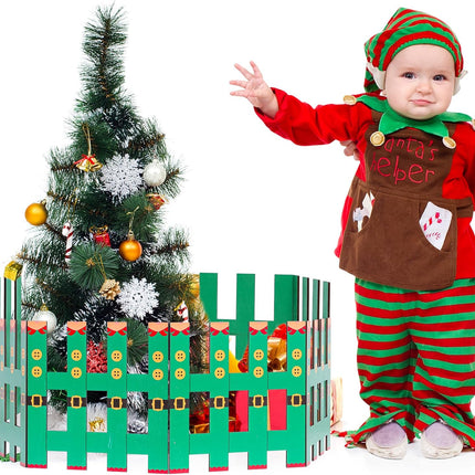 Blulu Christmas Tree Fences Party Decoration Wooden Christmas Tree Gate White Picket Fence for Pets Flexible Picket Fence for Holiday Office Home Decor, 12 Inch(Xmas Tree Elf,4 Pieces)