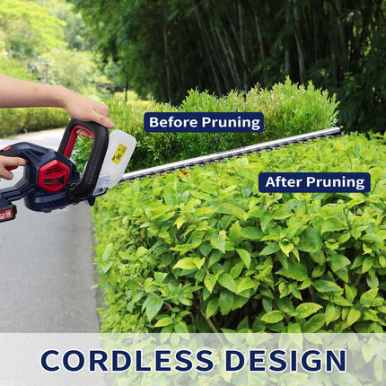 Dextra 20V Hedge Trimmer Cordless, 24 Inch Dual Action Blade Electric Tree Trimmer, 3/5 Inch Cutting Capacity Bush Trimmer Tree Trimmer with 2.0Ah Battery and Charger