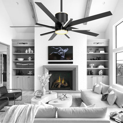 Black Ceiling Fan With Light And Remote，Black And Gold Ceiling Fans With Lights，56 Inch Modern Ceiling Fan With Light For Living