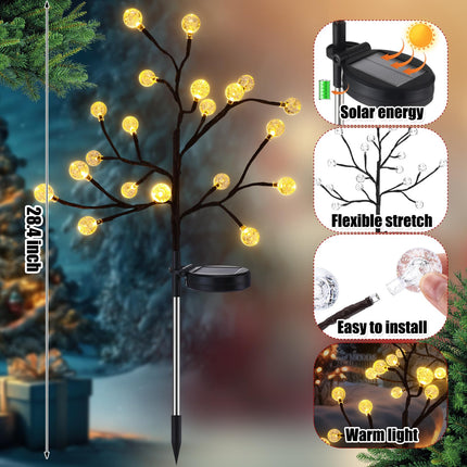 4 Pcs Outdoor Christmas Pathway Lights Decor Solar Christmas Stake Light Waterproof Christmas Outside Lights Crystal Globe Lights for Path Patio Garden Party Decor(Warm White)