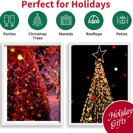 Super-Bright Extendable Red Christmas Lights Decoration 100Lights 19.6ft UL Mini Bulb String Lights for Outdoor Christmas Tree Garden Party Patio Wedding Garland Decor(Red+Clear)