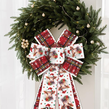 ALIBBON 2 Rolls 2.5" × 5 Yd Merry Christmas Ribbon Star Calf Christmas Wired Ribbon Velvet Edge Red Buffalo Plaid Ribbon for Christmas Wreath DIY Crafting s Wrapping Christmas Party Decoration
