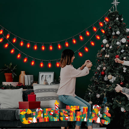 Abeja 25 Pack C9 LED Christmas Light Bulbs, C9 Red Shatterproof LED Bulbs Replacement for Christmas String Lights, E17 Intermediate Base, 0.6Watt
