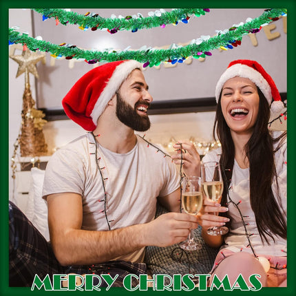 40 Feet Christmas Tinsel Garland Christmas Tree Ornament Metallic Twist Garland Xmas Hanging Wreath for Indoor Outdoor Decorations Party Supplies (Light Bulb)
