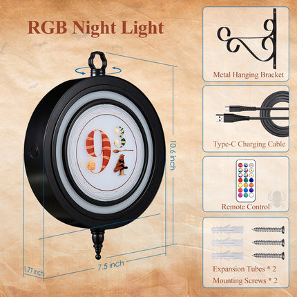 Wizard Decorations Night Lights: Platform 9 3/4 Sign Rechargeable Wall Lights Dimmable RGB Night Light Battery Wall Sconce Potter Fans Christmas Children‘s Day Birthday Movie Fans Magic Lamp